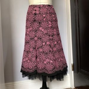 Black embroidered silk skirt - size 2-4. No tags.
